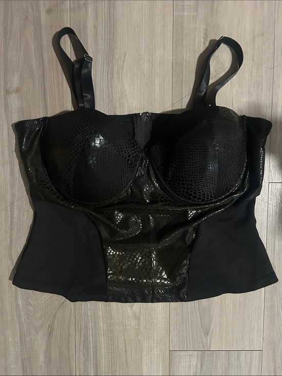 Other - Black Faux-Snakeskin Bustier Top